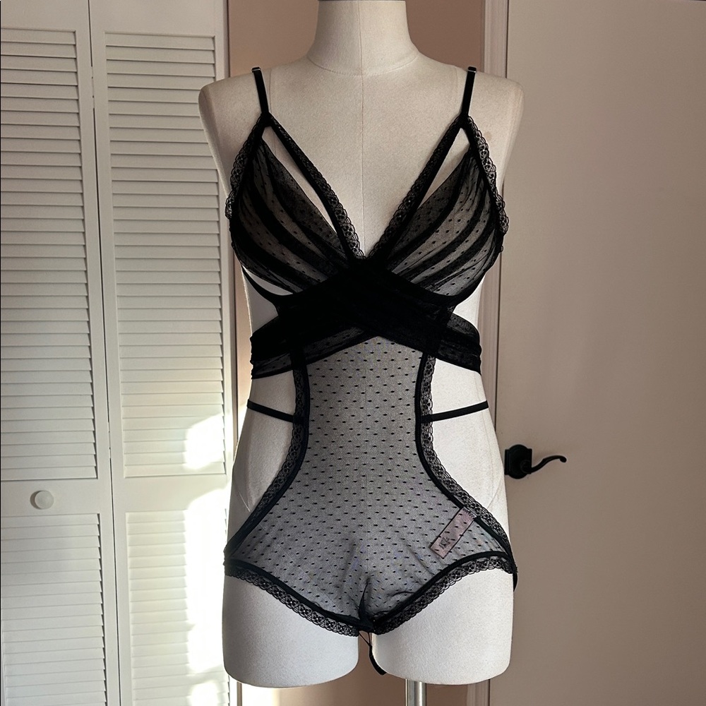 Victoria’s Secret Sexy black lace and mesh teddy size XL
